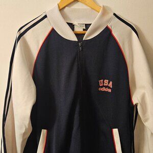 adidas Navy Blue USA Track Jacket 3-Stripes XL